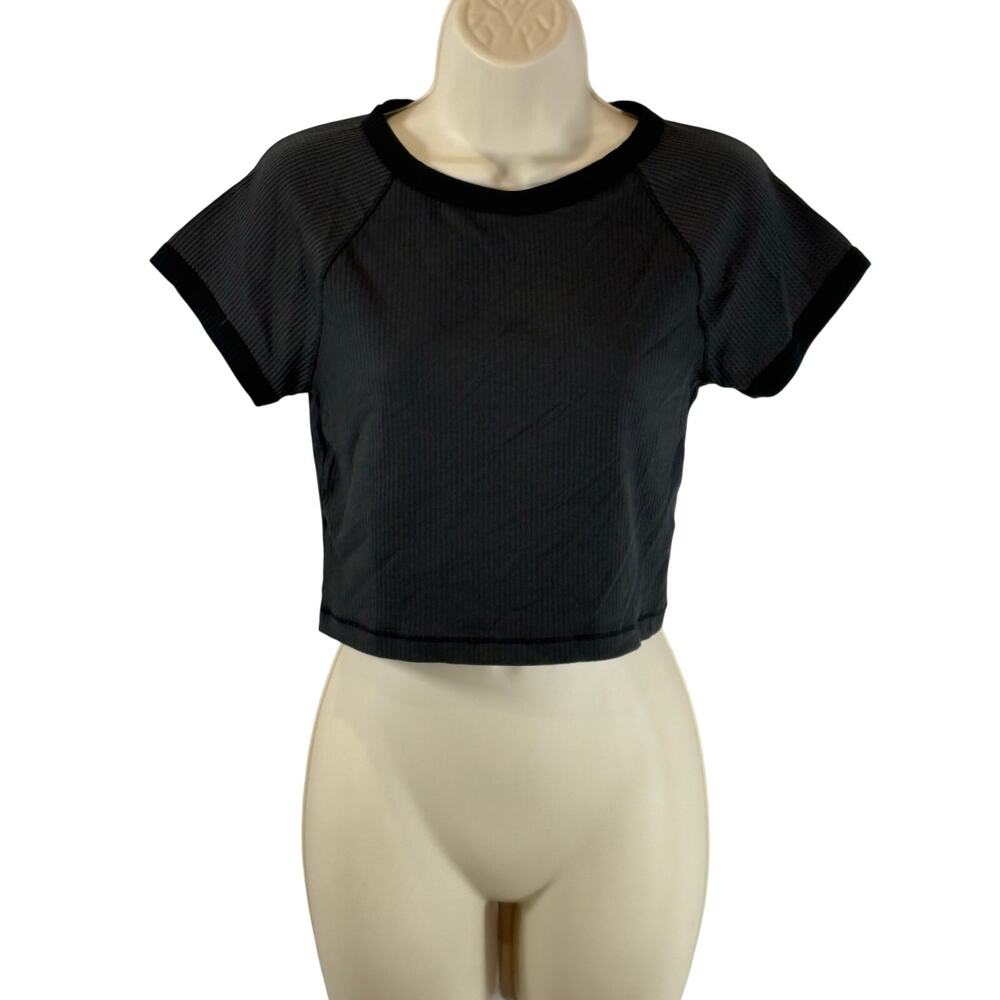 Wild Fable Women's Waffle Knit Crop Top, Hematite (Gray), Sz S, NWT